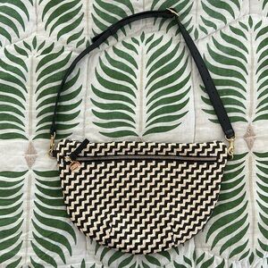 Clare V Grande Fanny Black & Cream Woven Zig Zag